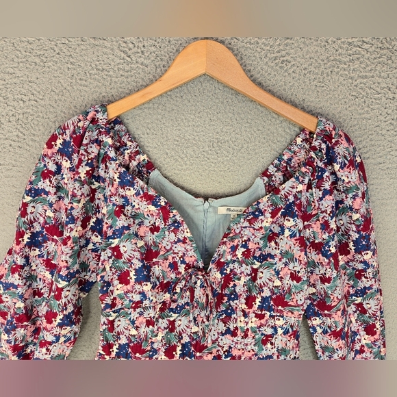 Madewell Amalia Womens Floral Tiered Mini Dress Sz 00 Spring Summer Festival - Picture 4 of 13